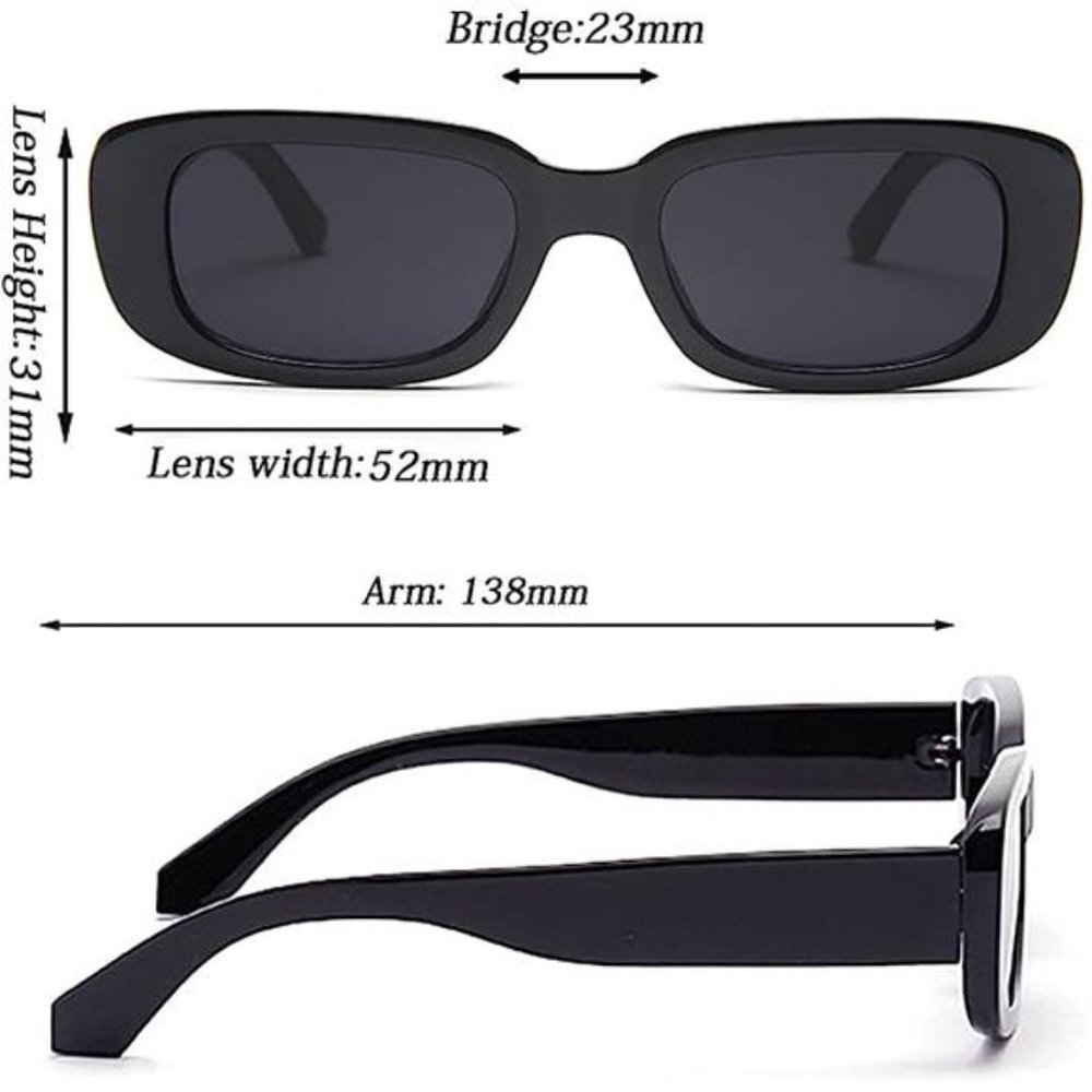 3 Pack Women’s Rectangle Sunglasses Retro Trendy Square Vintage Glasses Pack 90s - Picture 3 of 7
